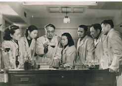 1950年，著名微生物藥物學(xué)家，后任上海醫(yī)藥工業(yè)研究院抗生素室主任、副院長、名譽院長的童村，與科研人員開展課題研究